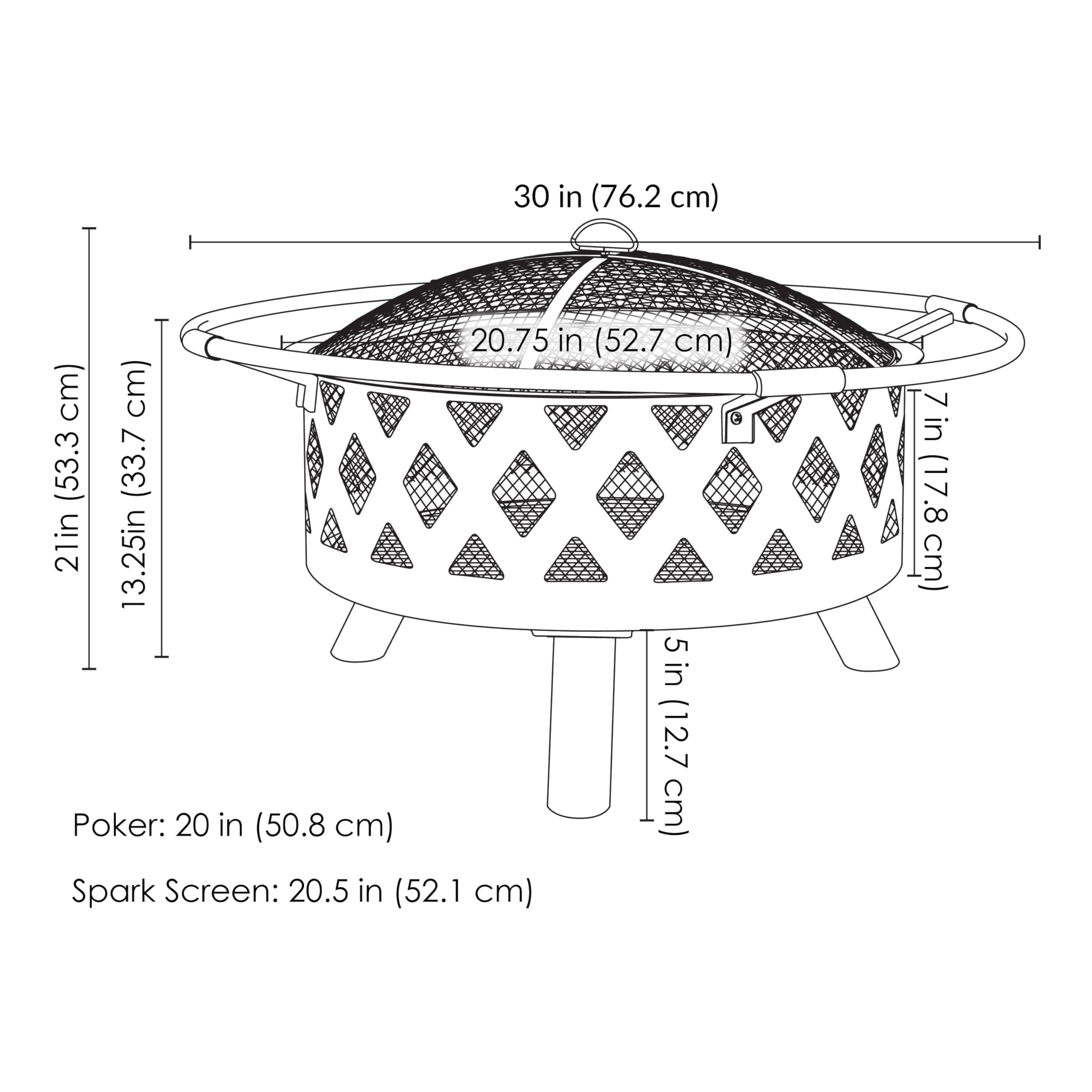 Sunnydaze Crossweave Outdoor Fire Pit | Wood-Burning | 30" & 36" | Spark Screen, Poker & Cover Included