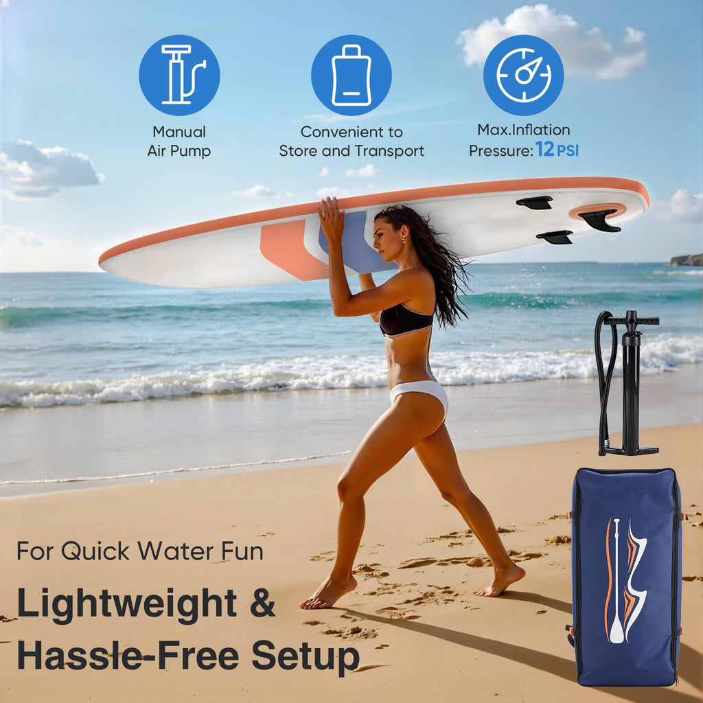 Sweetcrispy Inflatable Stand Up Paddle Board | Wide Stable Design | All Skill Levels | Full Accessories