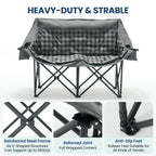 DoCred Double Camping Loveseat Chair | 2-Person | 660 lb Capacity | Cup Holders & Side Pockets