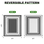 RURALITY Outdoor Rugs 8'x10' Waterproof for Patios Clearance,Plastic Straw Mats for RV, Camping,Backyard,Porch,Deck,Balcony,Reversible,Geometric