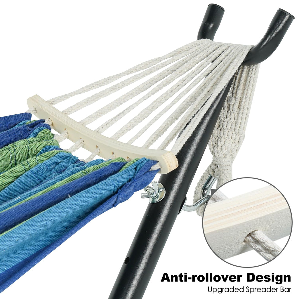 GAFETE Double Hammock with Stand | 2-Person | 600 lb Capacity | Indoor & Outdoor