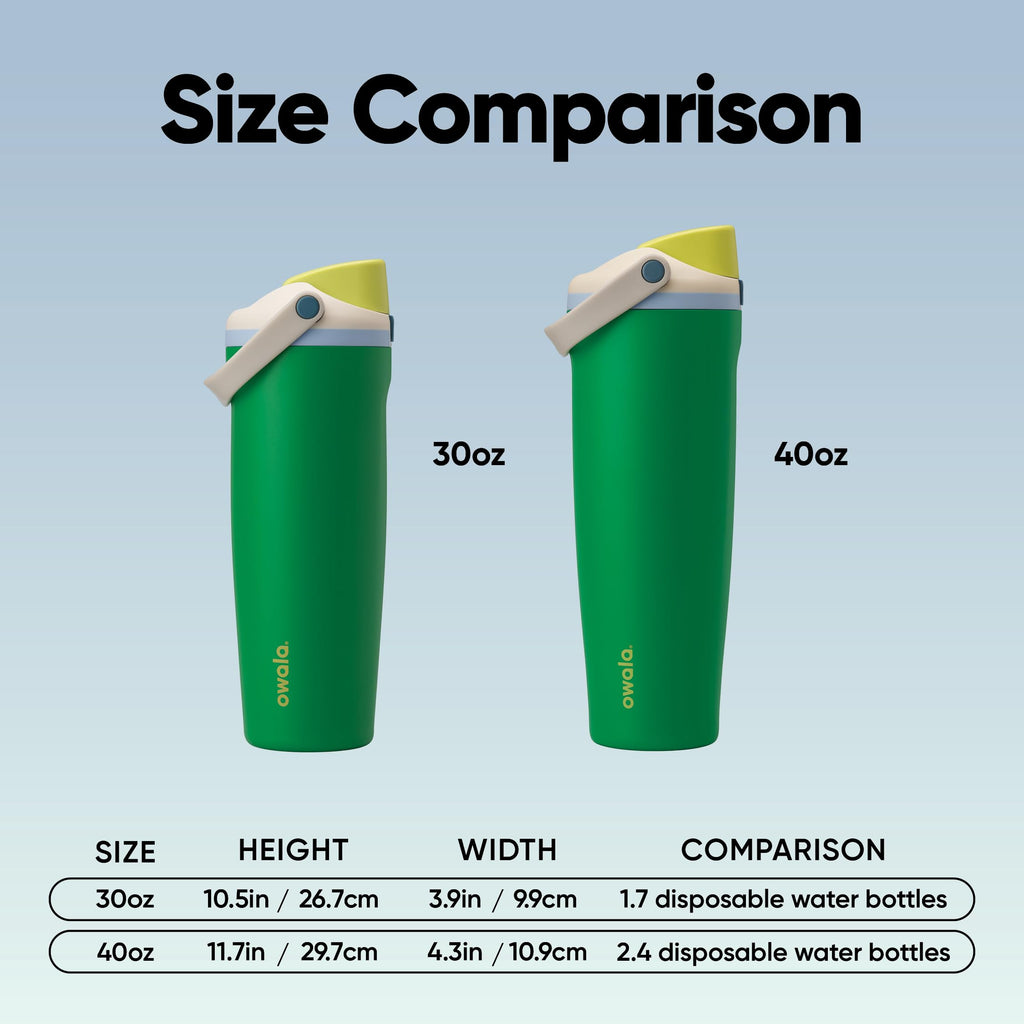 Owala FreeSip Sway Insulated Stainless Steel Water Bottle with Two-Way Spout, Built-In Straw and Bucket Handle, Made for Travel, School, and Sports, 30oz, BPA Free, Leak Proof, Putting Green
