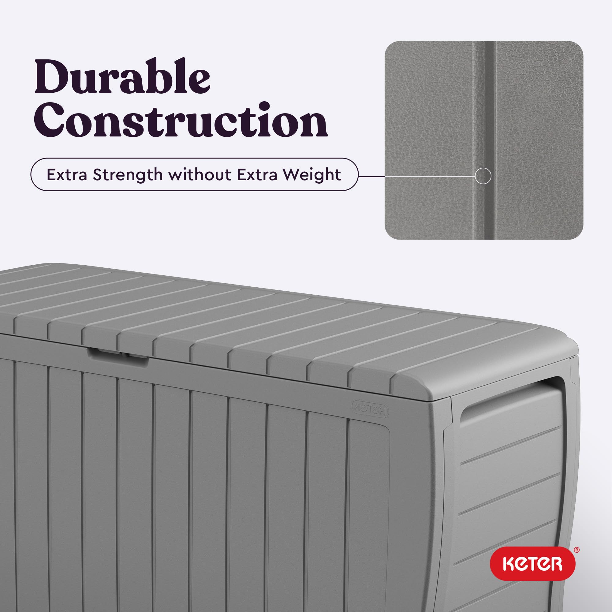 Keter Marvel Plus 71 Gallon Resin Outdoor Storage Box for Patio Furniture Cushions, Throw Pillows, Garden Tools and Pool Floats, Beige