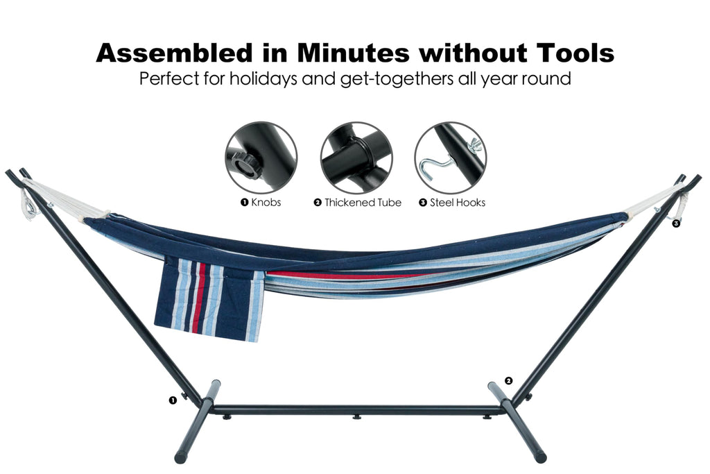 GAFETE Double Hammock with Stand | 2-Person | 600 lb Capacity | Indoor & Outdoor