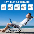 Portable Lay-Flat Beach Chair | 2-Pack | 5-Position Backpack Chair with Cup Holder
