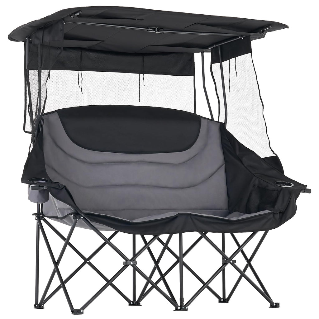 DoCred Double Camping Loveseat Chair | 2-Person | 660 lb Capacity | Cup Holders & Side Pockets
