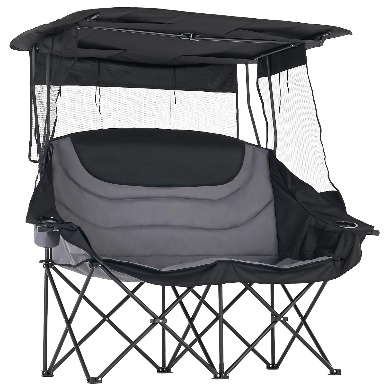 DoCred Double Camping Loveseat Chair | 2-Person | 660 lb Capacity | Cup Holders & Side Pockets