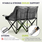 DoCred Double Camping Loveseat Chair | 2-Person | 660 lb Capacity | Cup Holders & Side Pockets