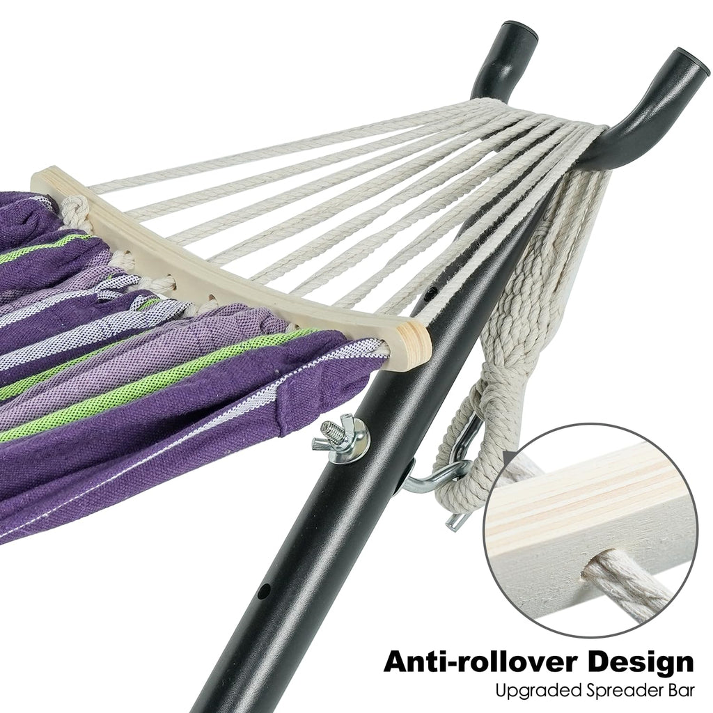 GAFETE Double Hammock with Stand | 2-Person | 600 lb Capacity | Indoor & Outdoor