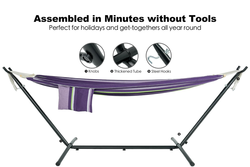 GAFETE Double Hammock with Stand | 2-Person | 600 lb Capacity | Indoor & Outdoor