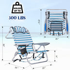 Portable Lay-Flat Beach Chair | 2-Pack | 5-Position Backpack Chair with Cup Holder