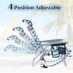 Portable Lay-Flat Beach Chair | 2-Pack | 5-Position Backpack Chair with Cup Holder