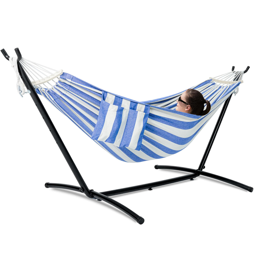 GAFETE Double Hammock with Stand | 2-Person | 600 lb Capacity | Indoor & Outdoor