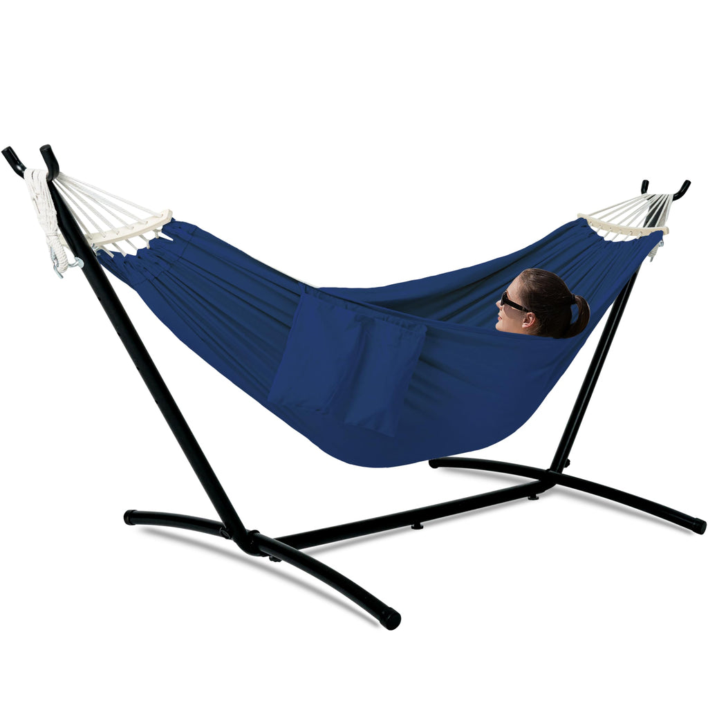 GAFETE Double Hammock with Stand | 2-Person | 600 lb Capacity | Indoor & Outdoor