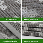 RURALITY Outdoor Rugs 8'x10' Waterproof for Patios Clearance,Plastic Straw Mats for RV, Camping,Backyard,Porch,Deck,Balcony,Reversible,Geometric