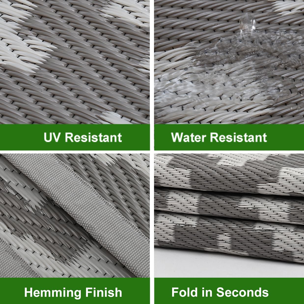 RURALITY Outdoor Rugs 8'x10' Waterproof for Patios Clearance,Plastic Straw Mats for RV, Camping,Backyard,Porch,Deck,Balcony,Reversible,Geometric