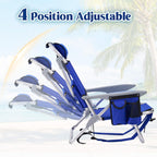 Portable Lay-Flat Beach Chair | 2-Pack | 5-Position Backpack Chair with Cup Holder