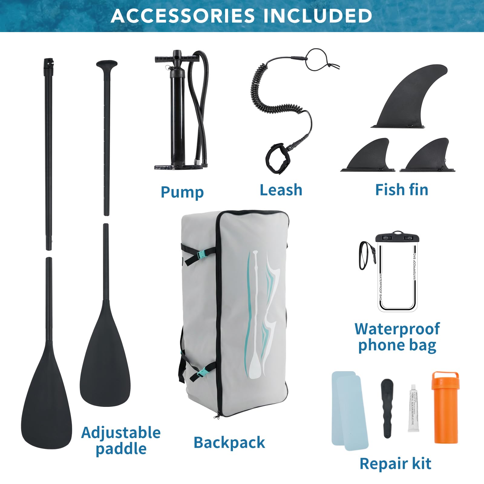 Sweetcrispy Inflatable Stand Up Paddle Board | Wide Stable Design | All Skill Levels | Full Accessories