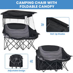DoCred Double Camping Loveseat Chair | 2-Person | 660 lb Capacity | Cup Holders & Side Pockets