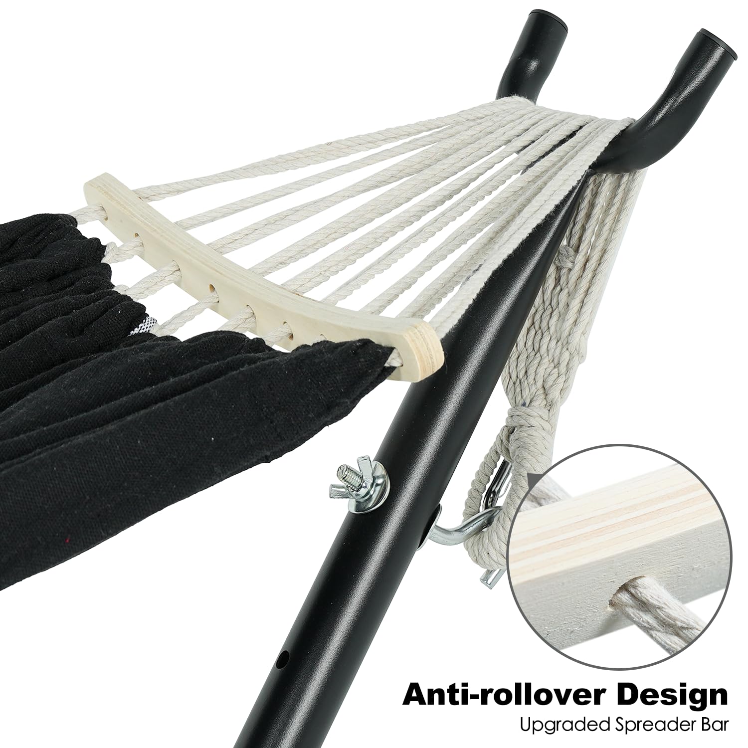 GAFETE Double Hammock with Stand | 2-Person | 600 lb Capacity | Indoor & Outdoor
