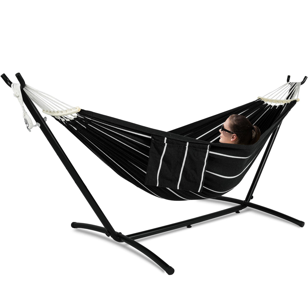GAFETE Double Hammock with Stand | 2-Person | 600 lb Capacity | Indoor & Outdoor