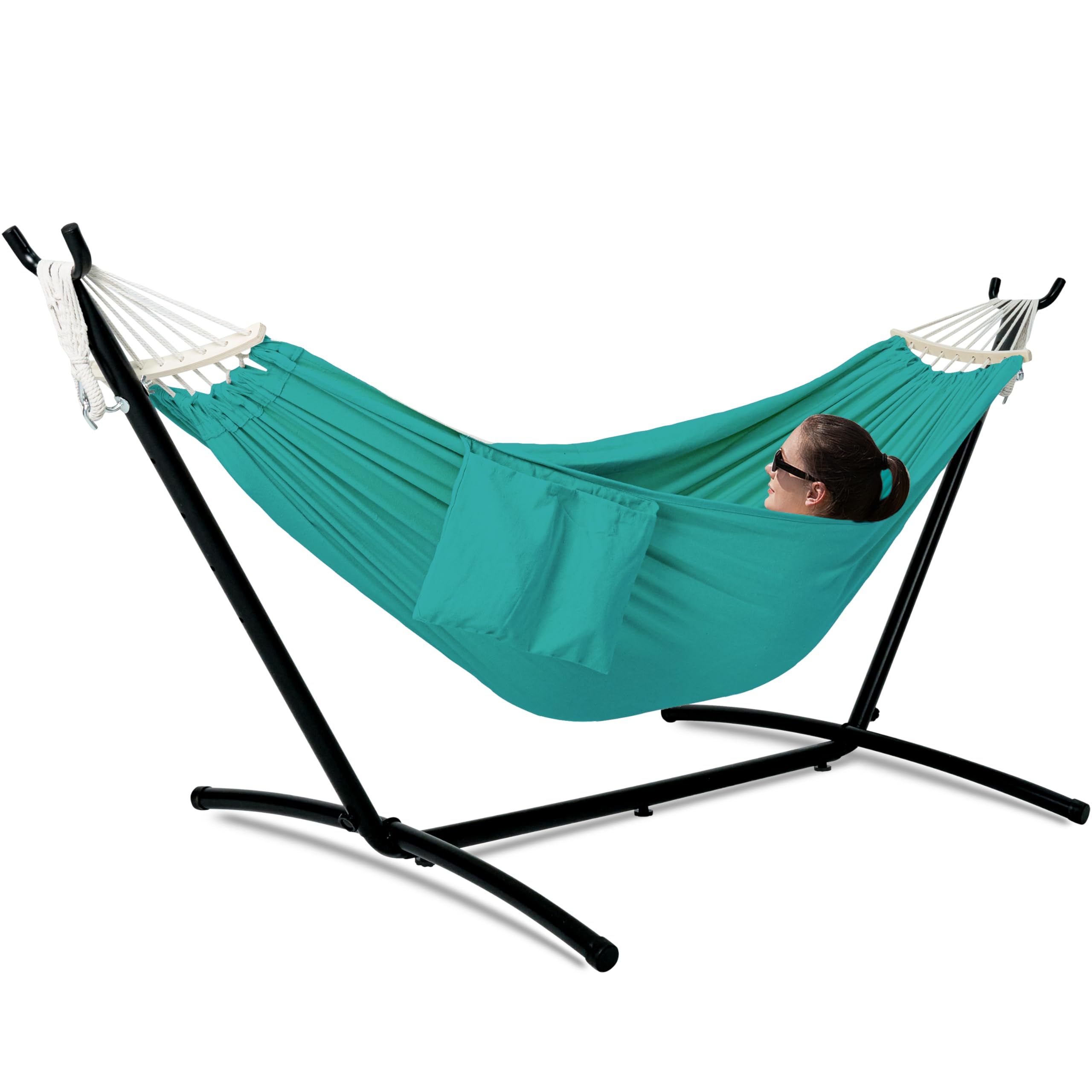 GAFETE Double Hammock with Stand | 2-Person | 600 lb Capacity | Indoor & Outdoor