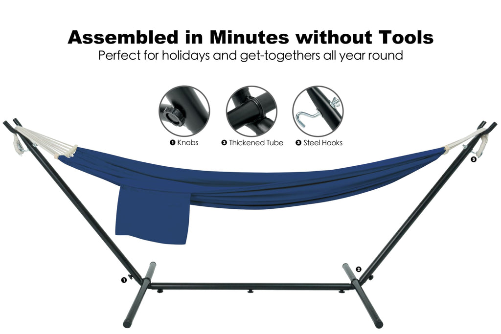 GAFETE Double Hammock with Stand | 2-Person | 600 lb Capacity | Indoor & Outdoor