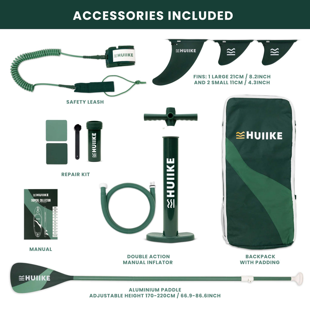 HUIIKE Inflatable Paddle Board & Kayak 2-in-1 | 10' x 33" | Full Pack with Kayak Seat & Accessories