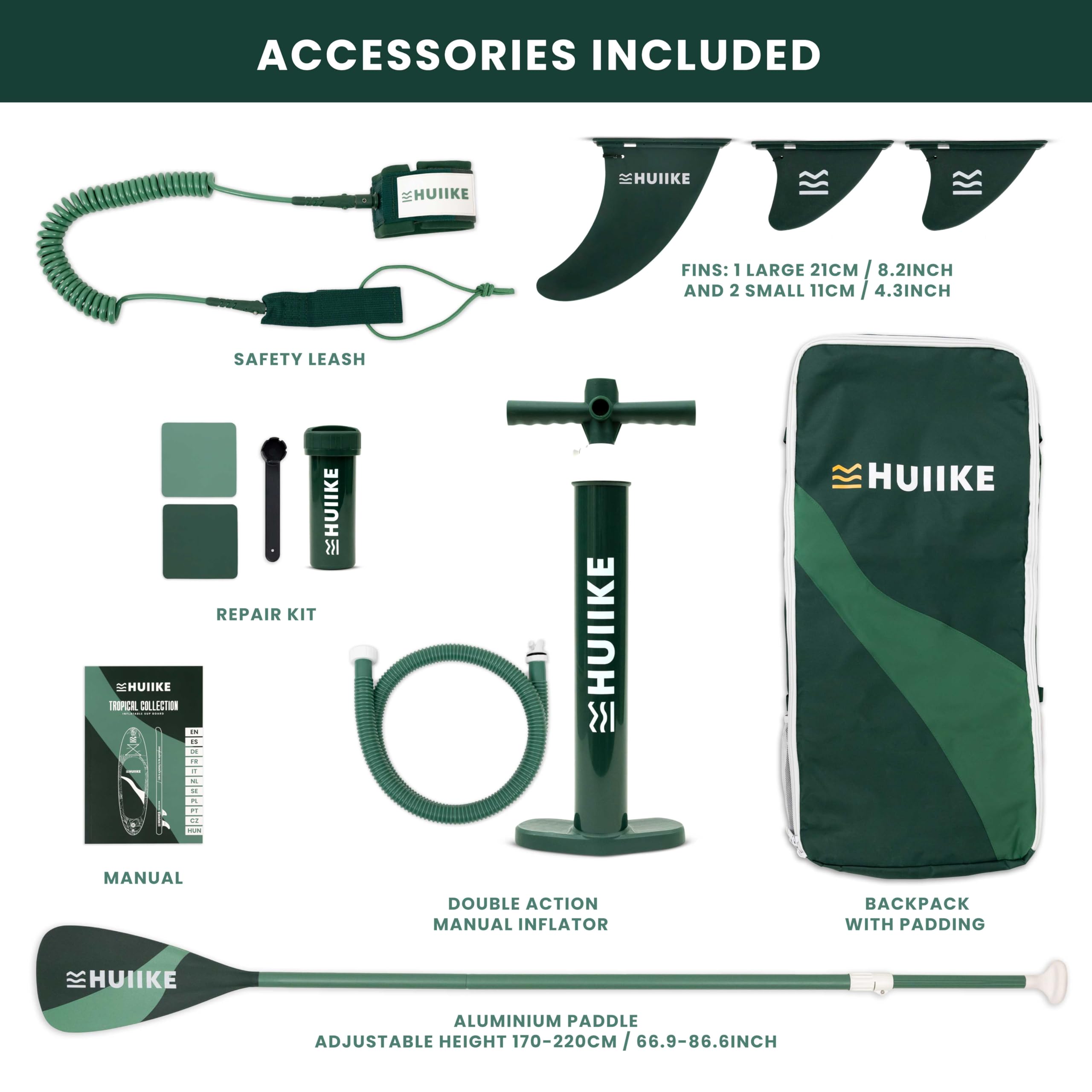 HUIIKE Inflatable Paddle Board & Kayak 2-in-1 | 10' x 33" | Full Pack with Kayak Seat & Accessories