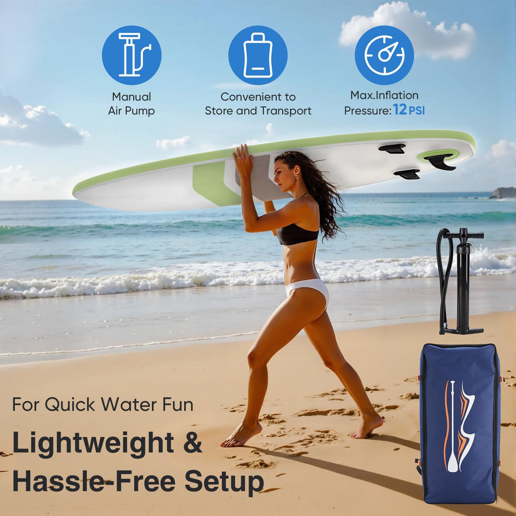 Sweetcrispy Inflatable Stand Up Paddle Board | Wide Stable Design | All Skill Levels | Full Accessories