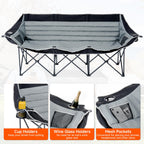 DoCred Double Camping Loveseat Chair | 2-Person | 660 lb Capacity | Cup Holders & Side Pockets