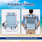 Portable Lay-Flat Beach Chair | 2-Pack | 5-Position Backpack Chair with Cup Holder