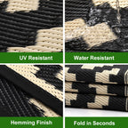 RURALITY Outdoor Rugs 8'x10' Waterproof for Patios Clearance,Plastic Straw Mats for RV, Camping,Backyard,Porch,Deck,Balcony,Reversible,Geometric