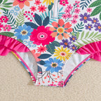 Long Sleeve Printed Bikini for Kids Girls Beach Vacation Outfit