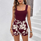Floral print shorts set