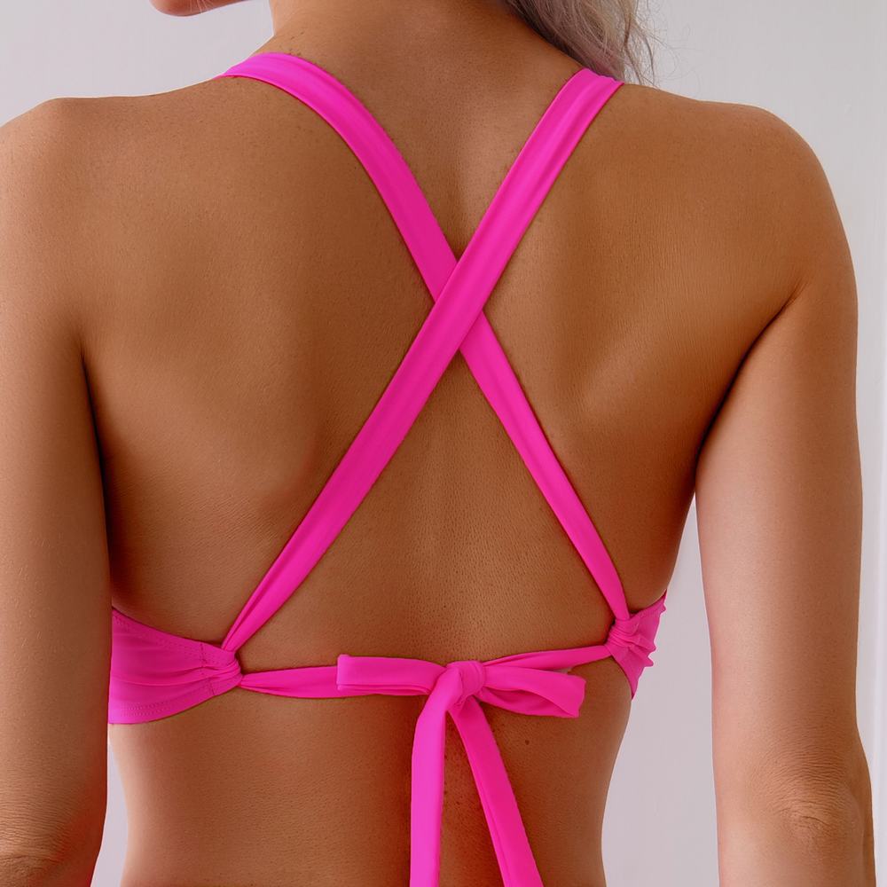 Swimsuit split body women's strapless high waist solid color bikini