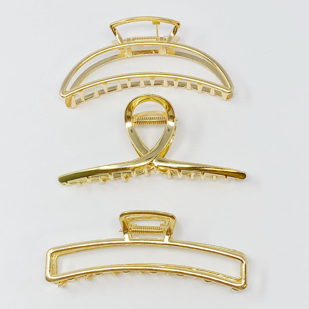 Gold Mine Hair Claw Set of 3 | Large Gold Finish Claw Clips