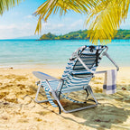 Portable Lay-Flat Beach Chair | 2-Pack | 5-Position Backpack Chair with Cup Holder