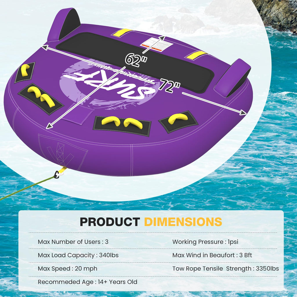 Towable Tubes for Boating | 1-3 Rider | Cockpit Style with Rope Included | Lake & River