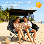 DoCred Double Camping Loveseat Chair | 2-Person | 660 lb Capacity | Cup Holders & Side Pockets