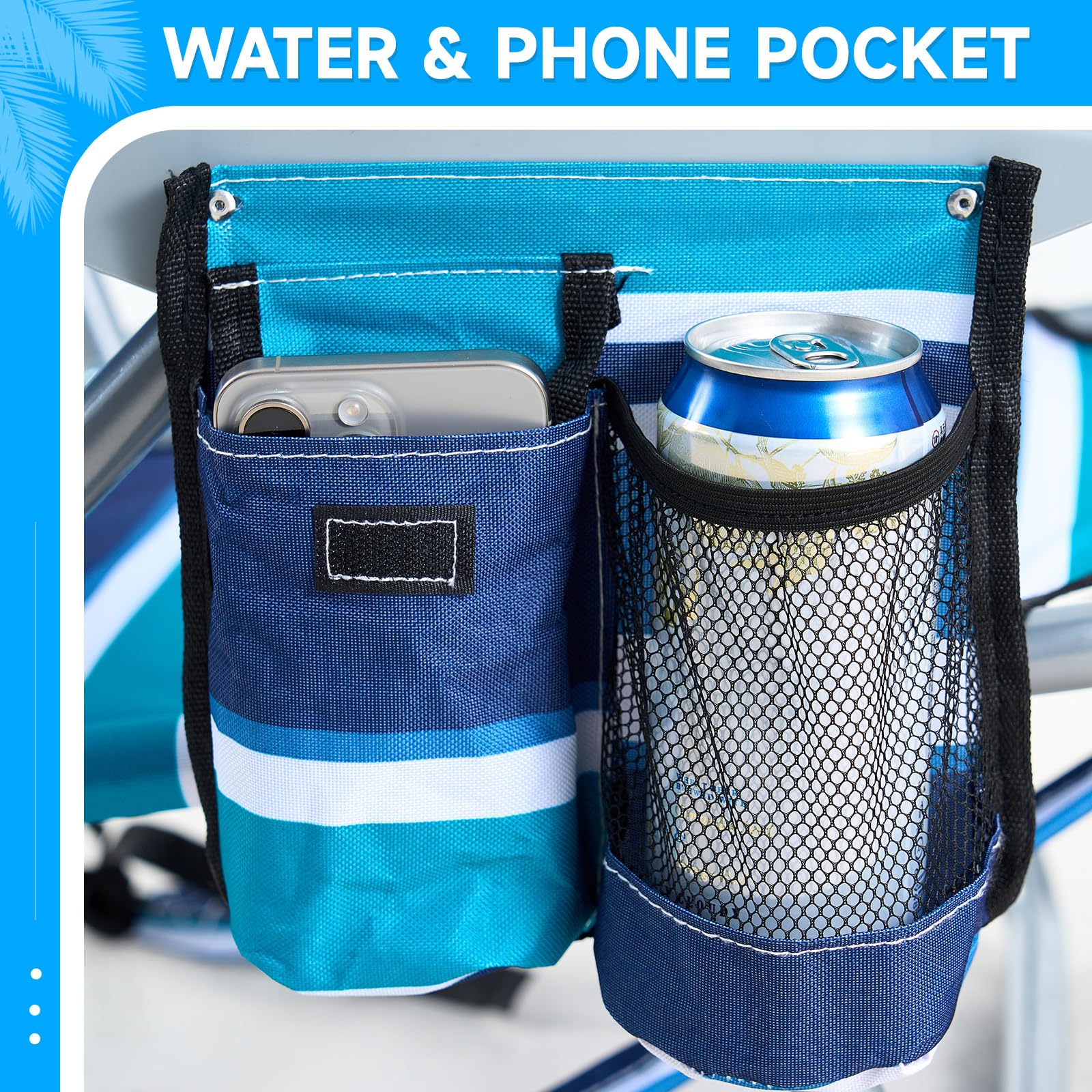 Portable Lay-Flat Beach Chair | 2-Pack | 5-Position Backpack Chair with Cup Holder