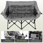 DoCred Double Camping Loveseat Chair | 2-Person | 660 lb Capacity | Cup Holders & Side Pockets