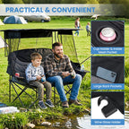 DoCred Double Camping Loveseat Chair | 2-Person | 660 lb Capacity | Cup Holders & Side Pockets