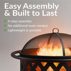 Sunnydaze Crossweave Outdoor Fire Pit | Wood-Burning | 30" & 36" | Spark Screen, Poker & Cover Included