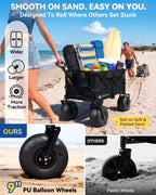 Hikenture Beach Wagon with Balloon Wheels | 440 lb Capacity | Collapsible Sand Cart