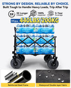 Hikenture Beach Wagon with Balloon Wheels | 440 lb Capacity | Collapsible Sand Cart