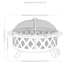 Sunnydaze Crossweave Outdoor Fire Pit | Wood-Burning | 30" & 36" | Spark Screen, Poker & Cover Included