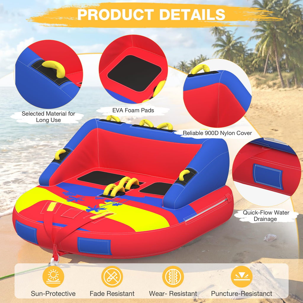 Towable Tubes for Boating | 1-3 Rider | Cockpit Style with Rope Included | Lake & River