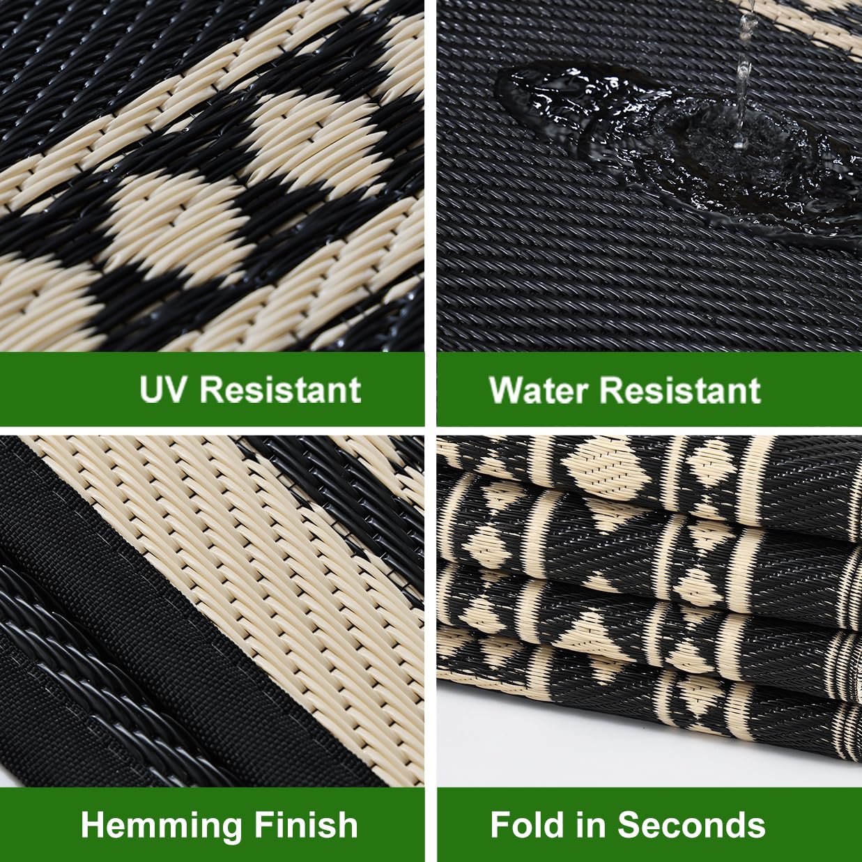 RURALITY Outdoor Rugs 8'x10' Waterproof for Patios Clearance,Plastic Straw Mats for RV, Camping,Backyard,Porch,Deck,Balcony,Reversible,Geometric