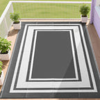 RURALITY Outdoor Rugs 8'x10' Waterproof for Patios Clearance,Plastic Straw Mats for RV, Camping,Backyard,Porch,Deck,Balcony,Reversible,Geometric